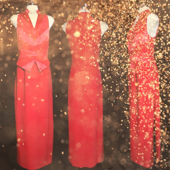 Jhoseff Ribboff  Red Satin Formal Elegant Dress.    Size 10 - Picture 6 of 16